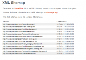 XML sitemap sample by Yoast SEO