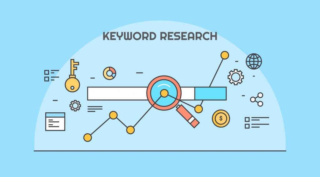 keyword research illustration with icons