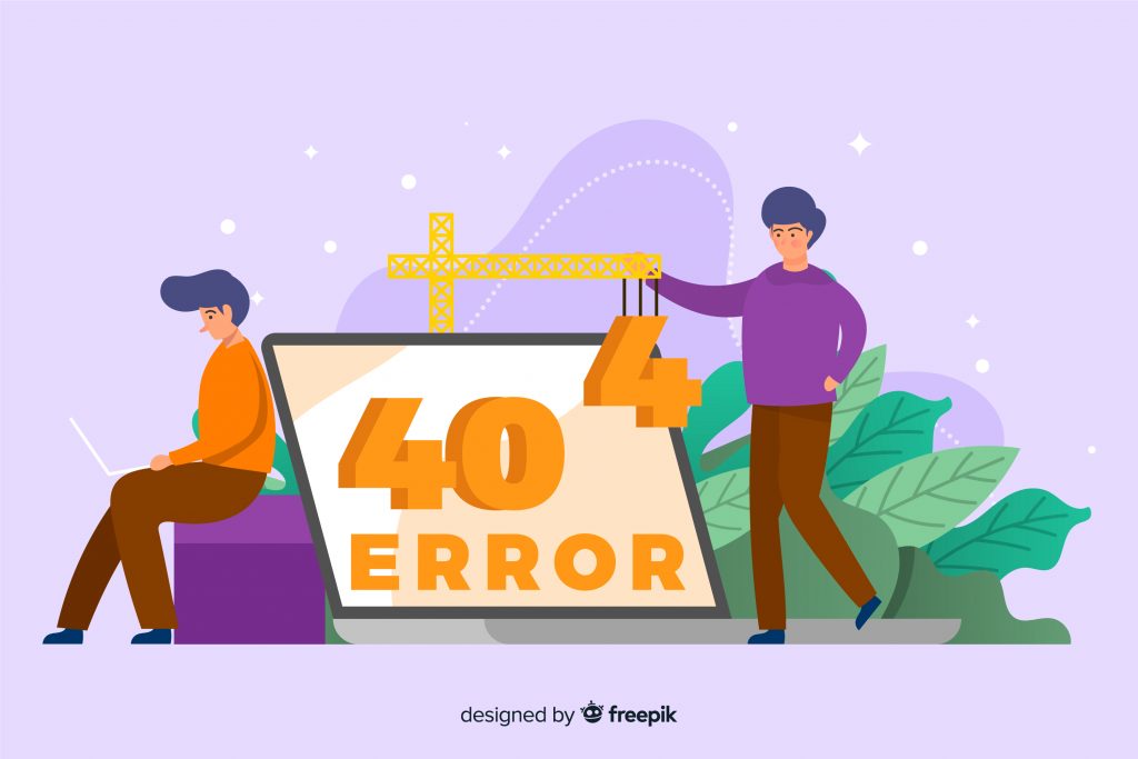 illustratin of web developers with 404 error