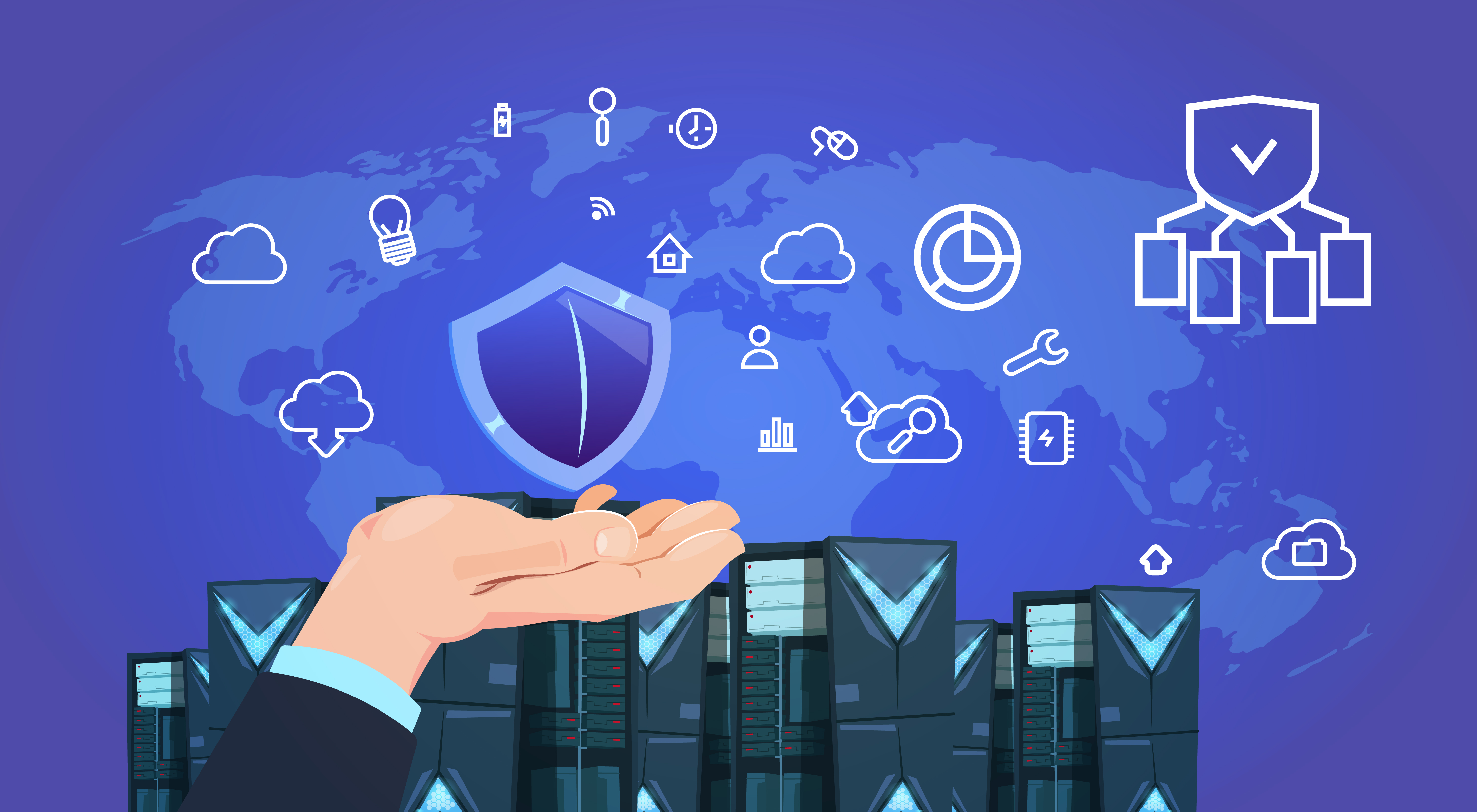 illustration of hand showing shield for security of wildcard ssl