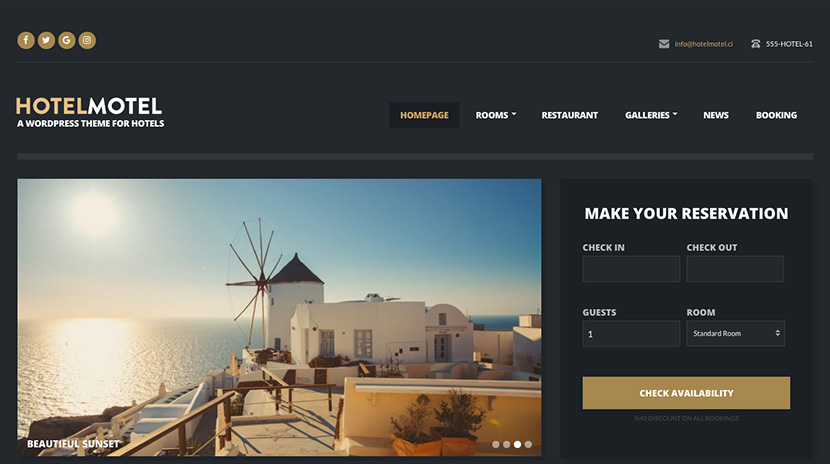 hotelmotel WordPress hospitality theme