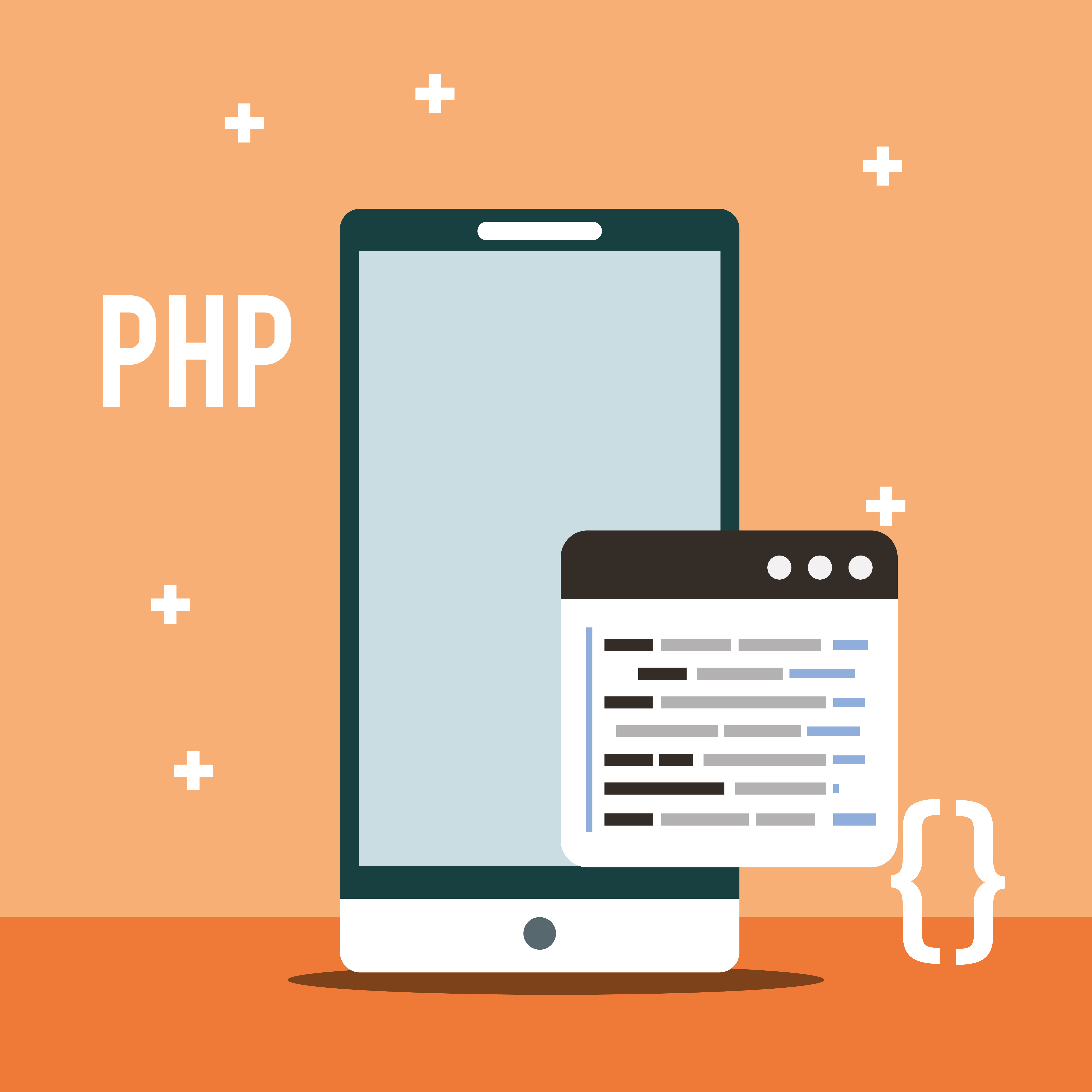 smartphone program using php coding illustration 