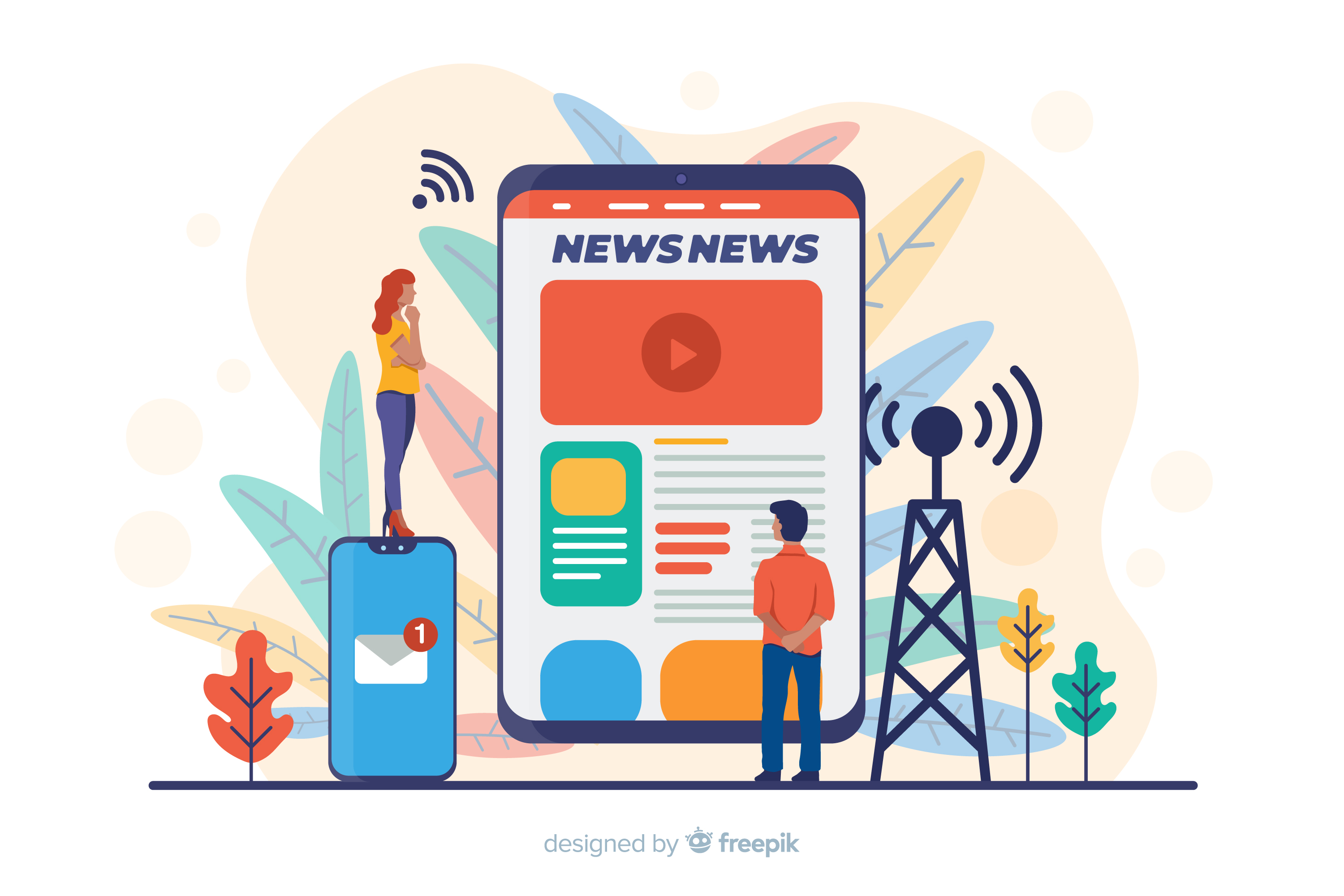 illustration of web mobile app for news site