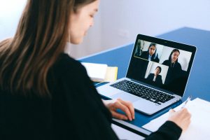 woman on a conference call as part of a digital event