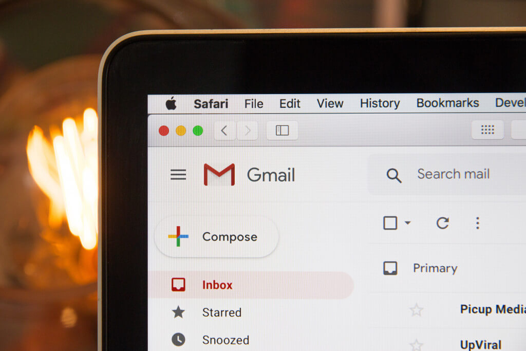 gmail on laptop screen