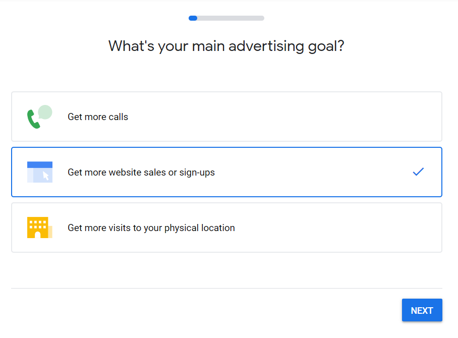 Advertise on Google Ads Select Advertising Goal