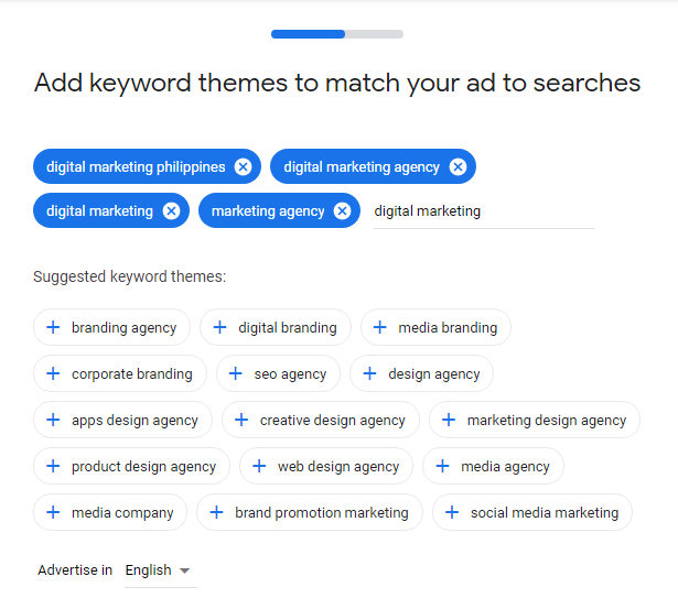 Advertise on Google Ads Add Keyword Themes