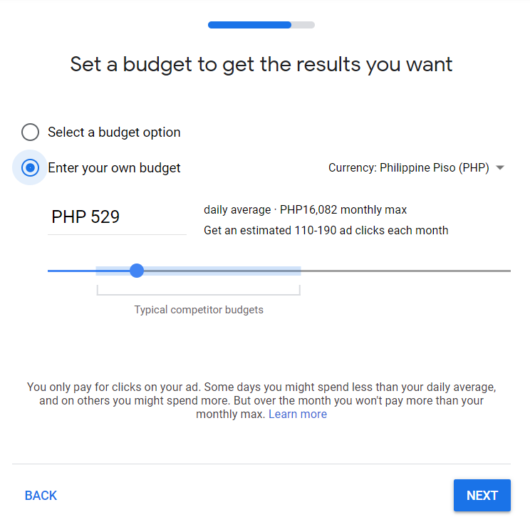 Advertise on Google Ads Set Own Budget