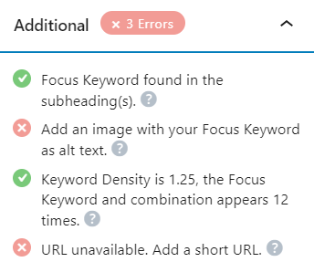 Optimize Content with Rank Math Plugin for WordPress Additional SEO Requirements Keyword Density