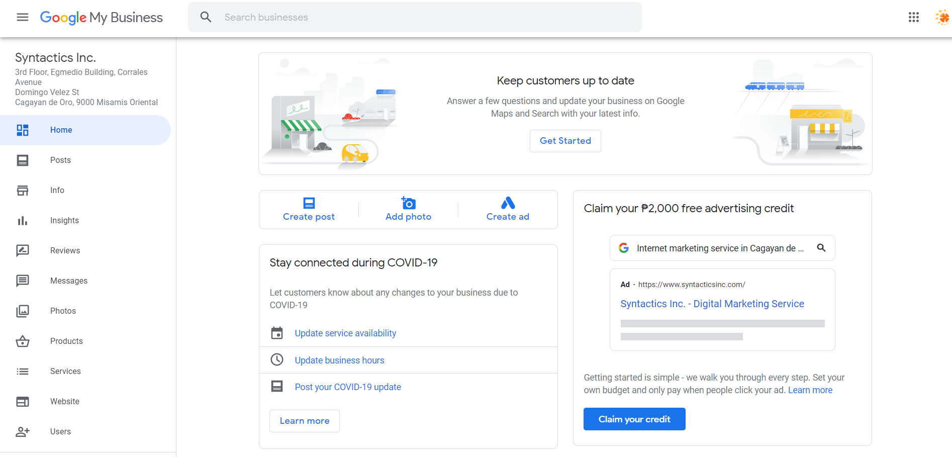 How to Set Up Your Google My Business Account 19 Home Tab Preview
