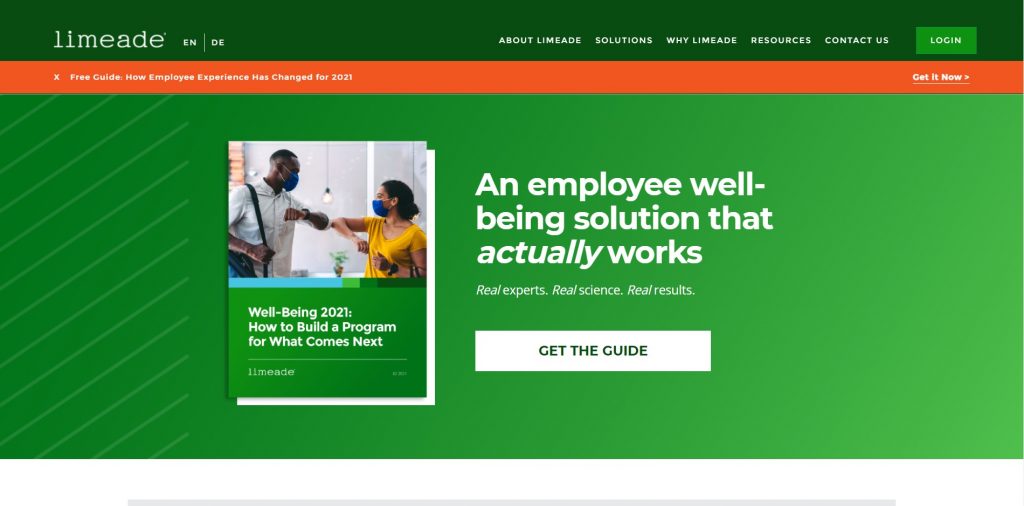 Limeade homepage. An employee well-being solution that actually works.