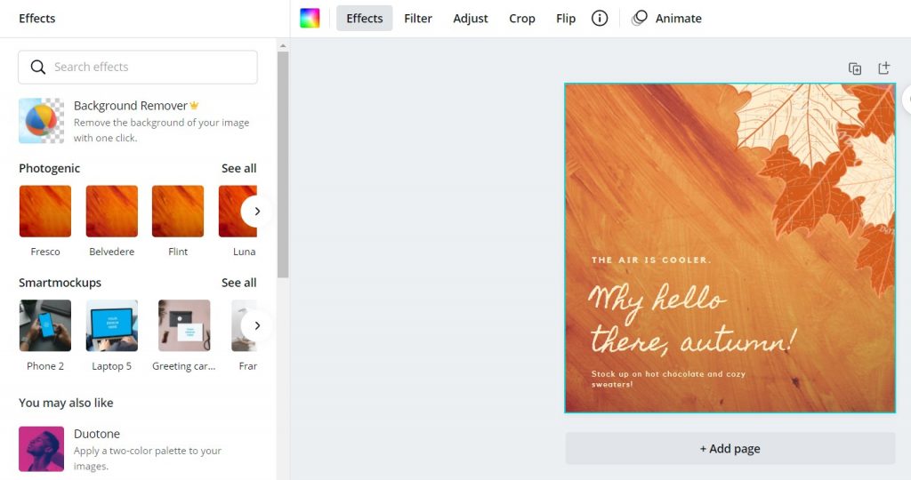 Create With Canva Effects Toolbar