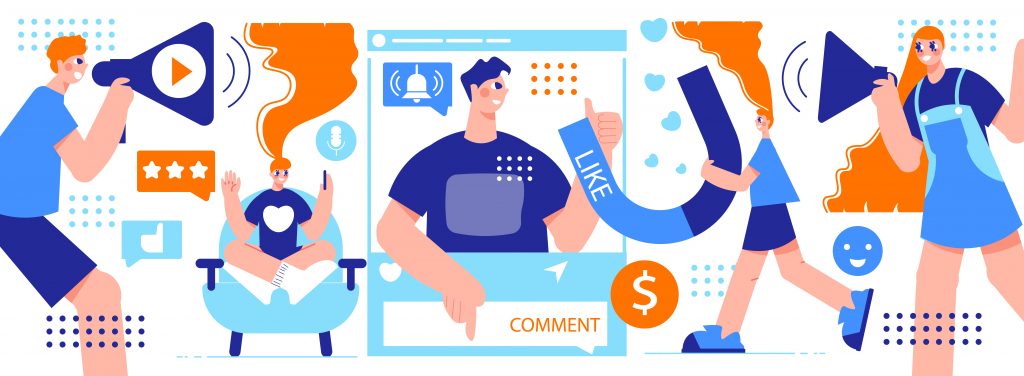 Influencer Marketing Horizontal Illustration