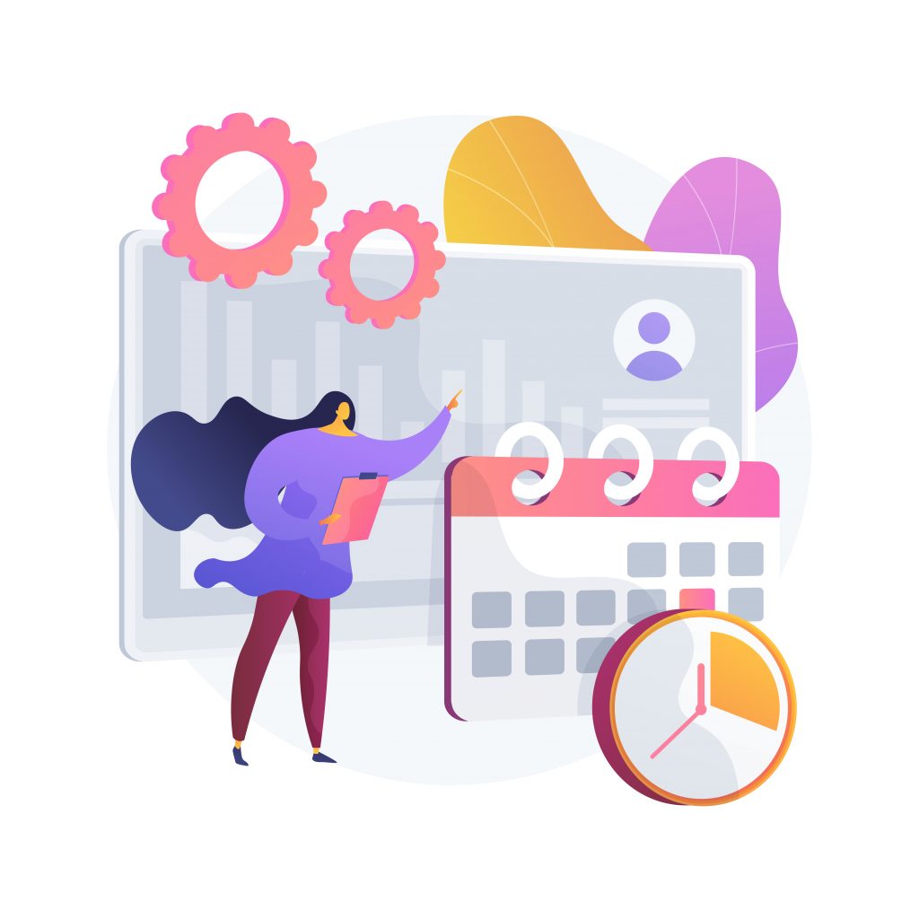 Time And Attendance Tracking System Abstract Concept Vector Illustration.