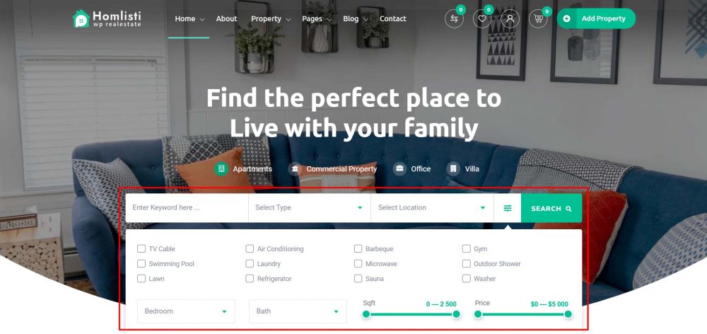 Design Real Estate Website Homlisti Home Search Bar