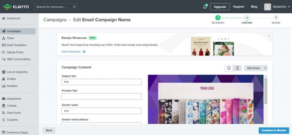 email tool klaviyo, newsletter marketing