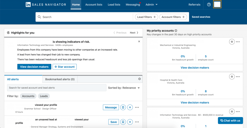 LinkedIn Sales Navigator Dashboard