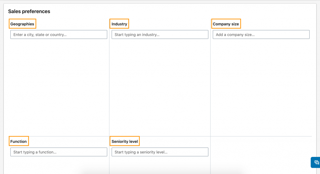 LinkedIn Sales Navigator Sales Preferences