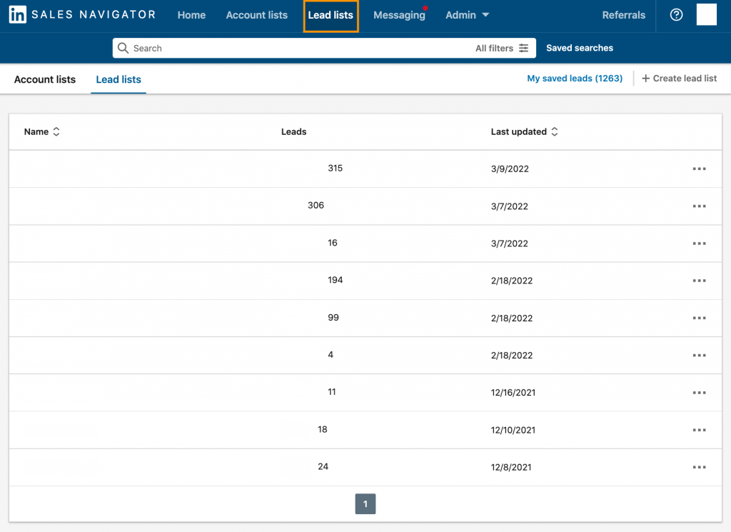 LinkedIn Sales Navigator Lead Lists