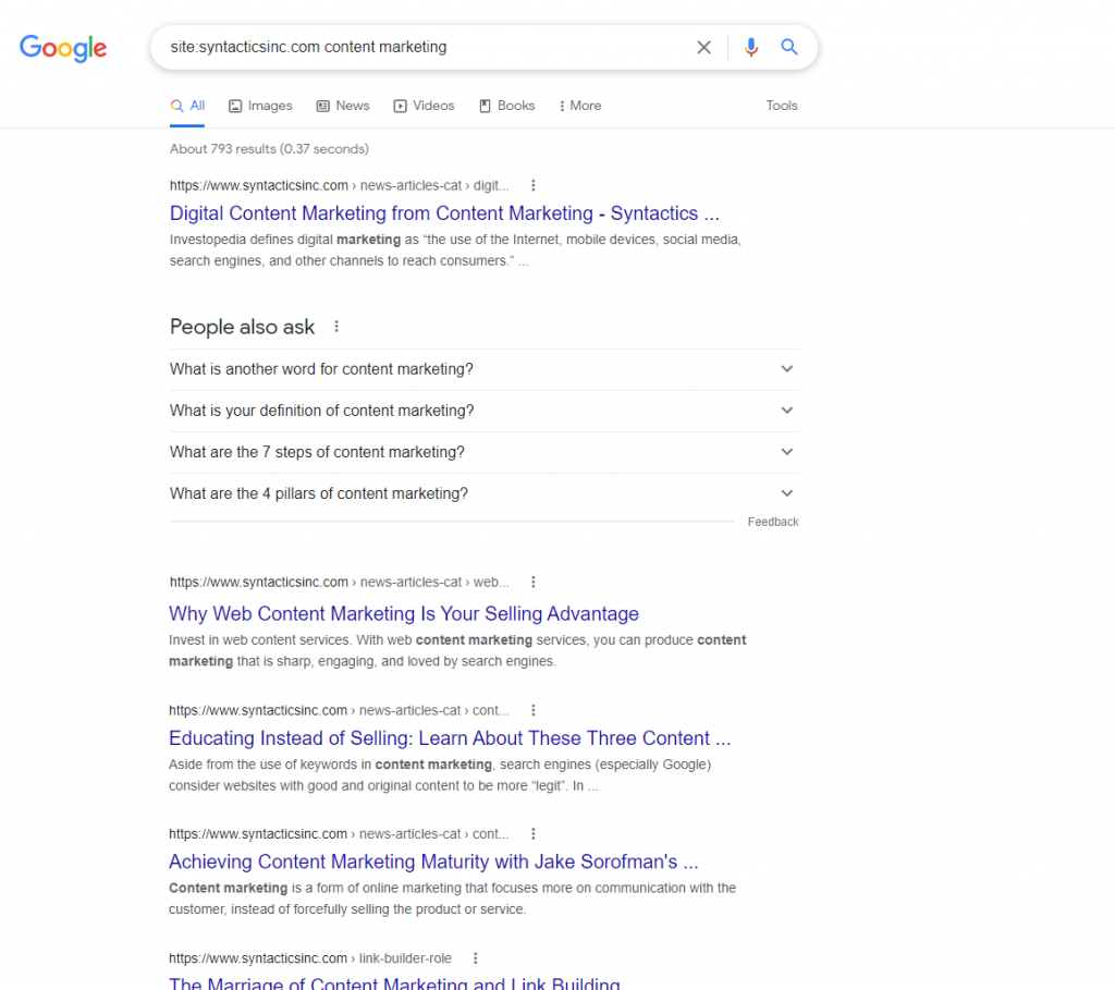 Syntacticsinc Content Marketing Search