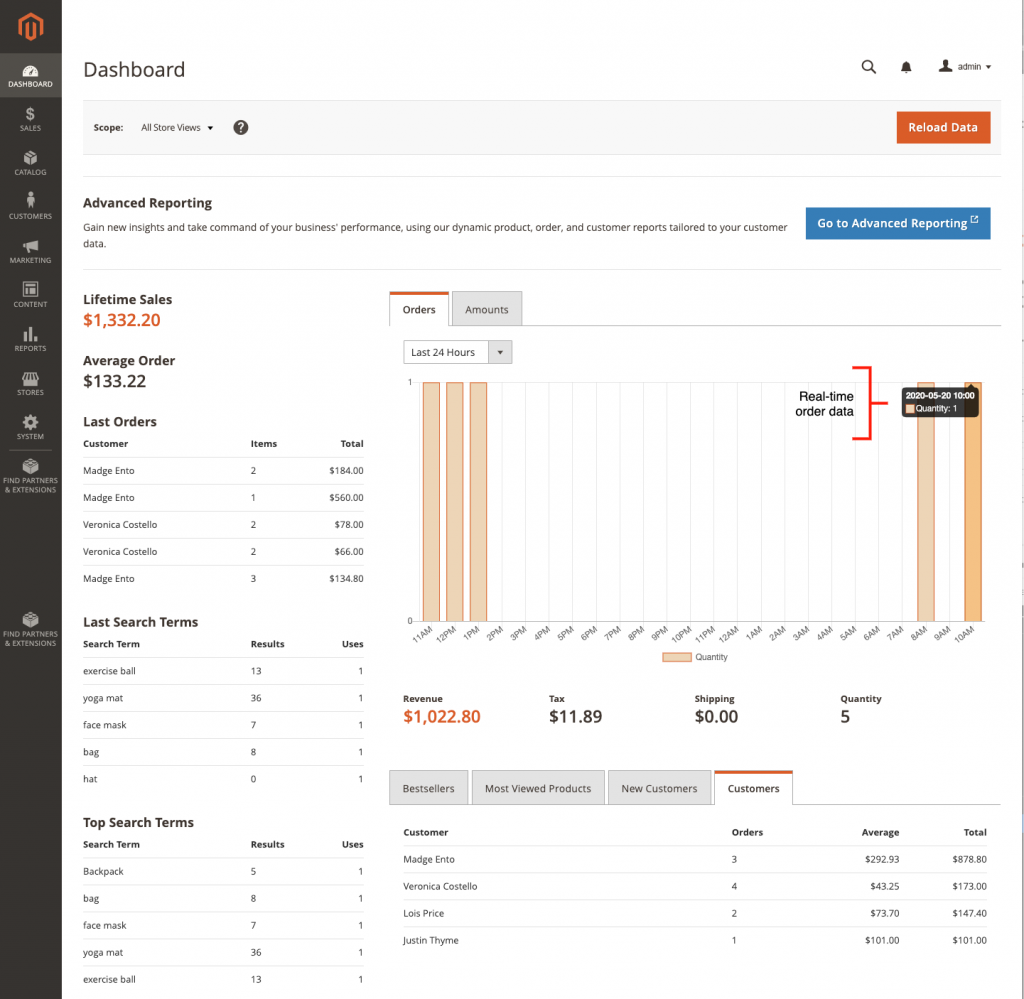 Magento Dashboard Full, web development cms