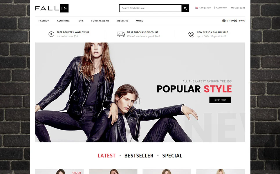 Templatemonster Fallin, best fashion web design templates 