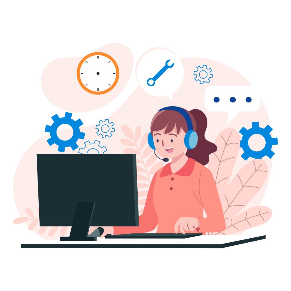 Filipino virtual assistant working on desktop computer