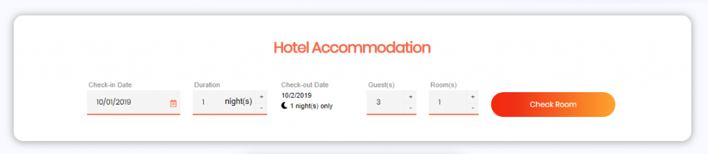 hotel accommodation box of easync booking plugin