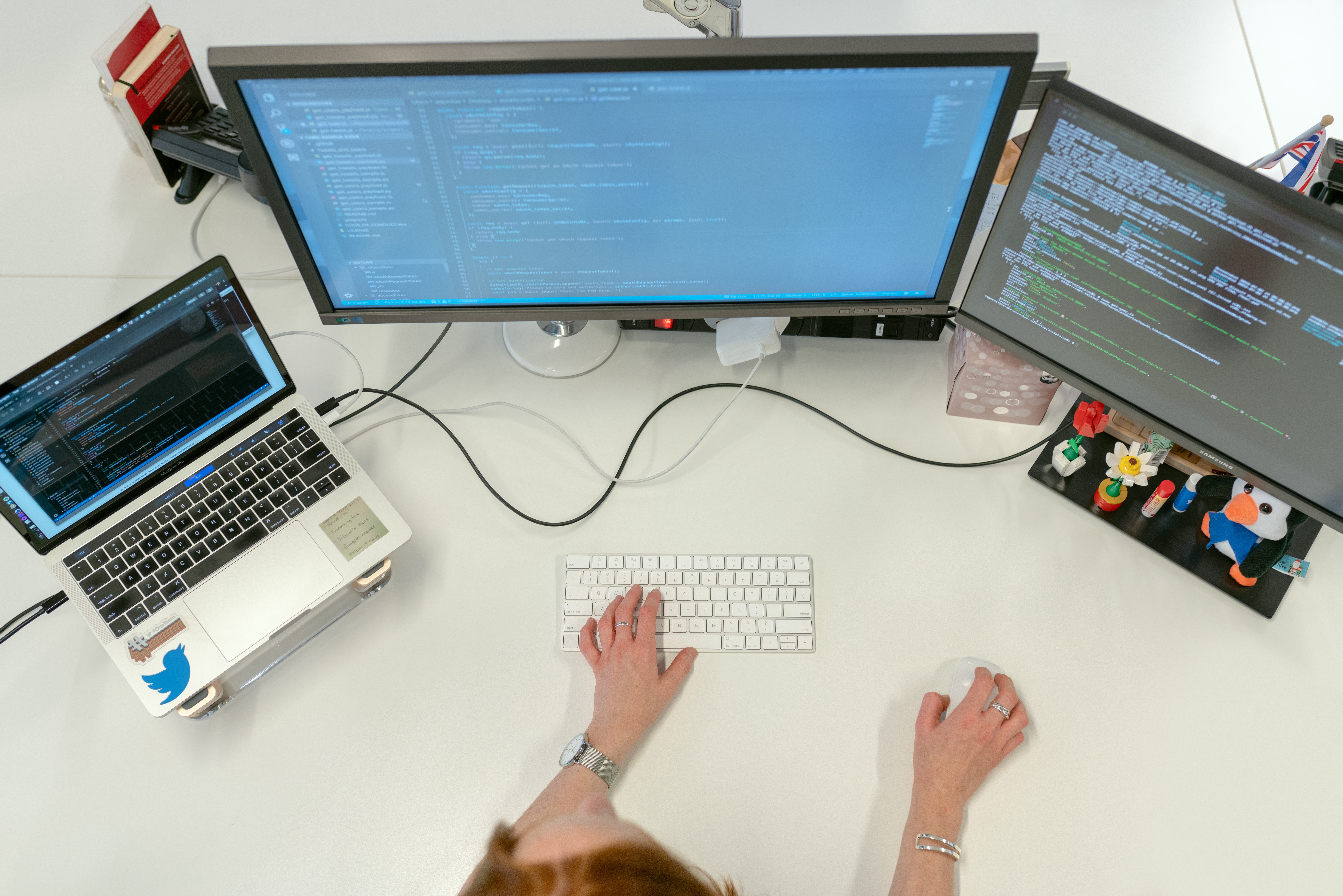 female developer coding for website