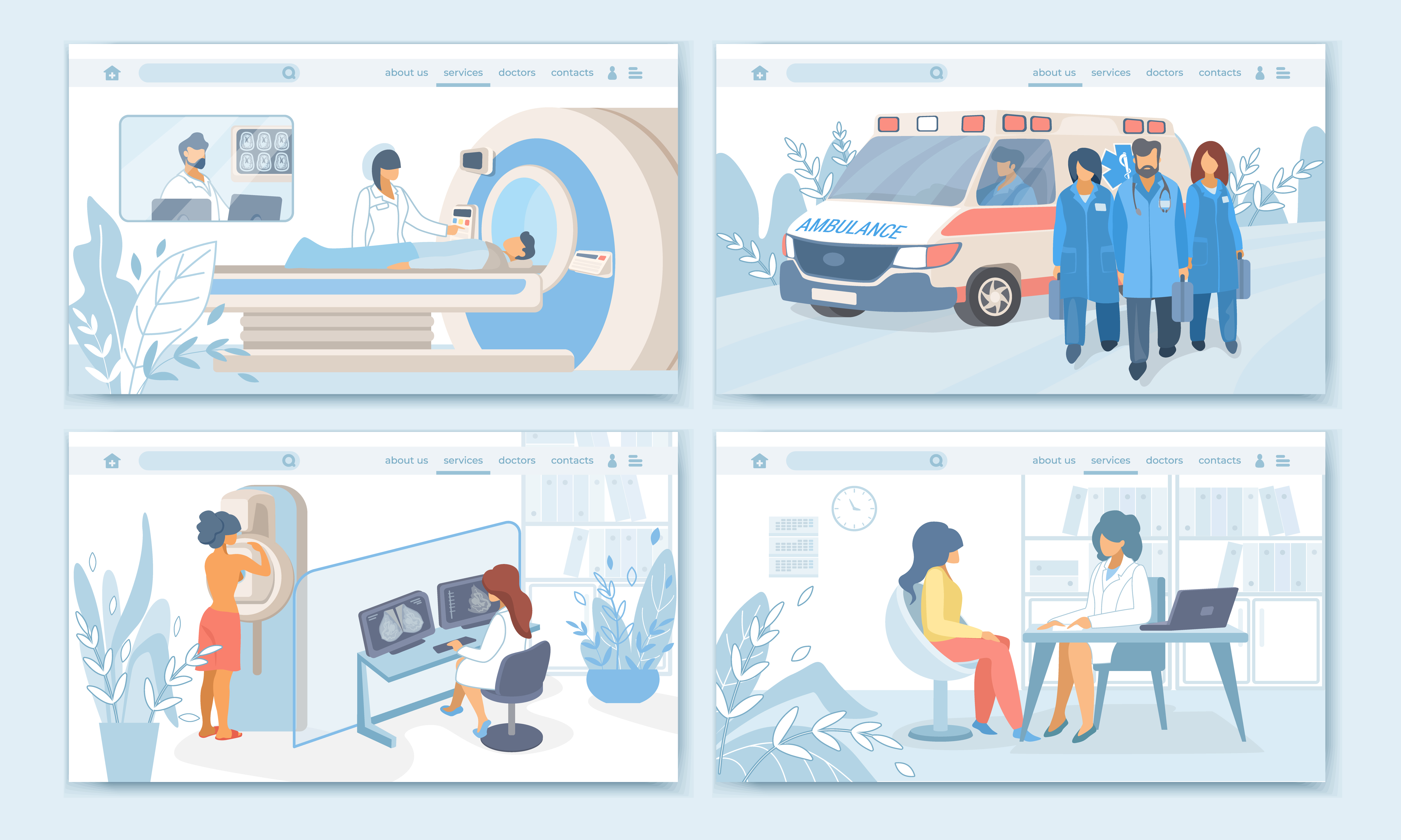 illustration of health and wellness website design for medical institutions