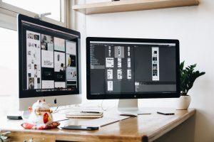 computer desktop for web design and development