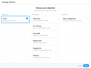 Use Twitter Ads Select Campaign Objective