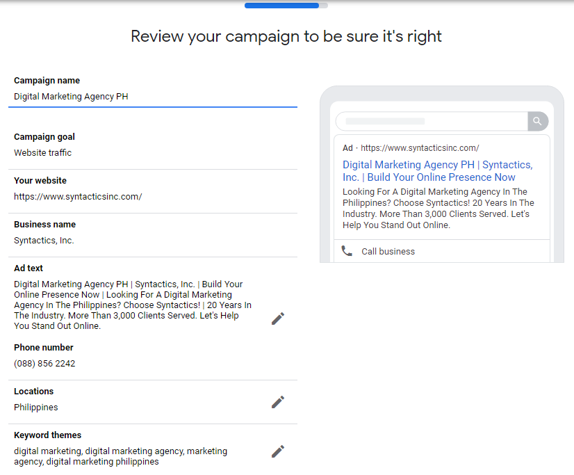 Advertise on Google Ads Review Your Campaign
