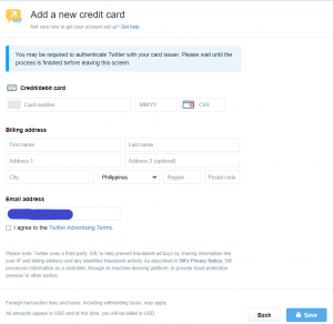 Use Twitter Ads Complete Credit Information