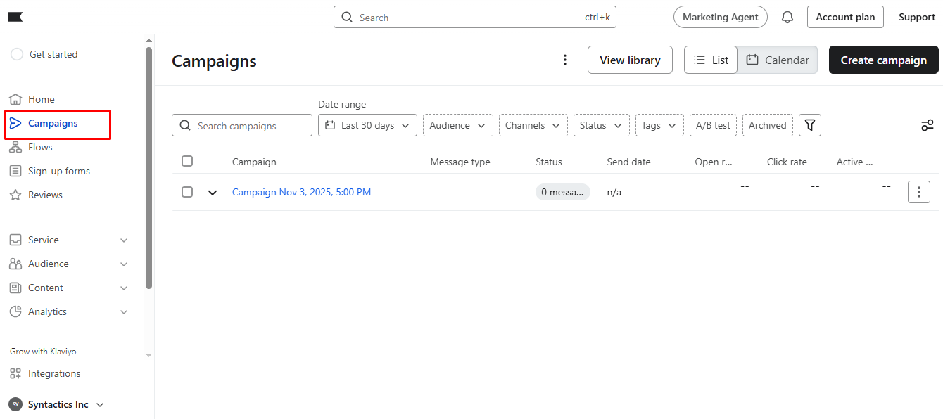 Step 2 Go To Campaigns Section