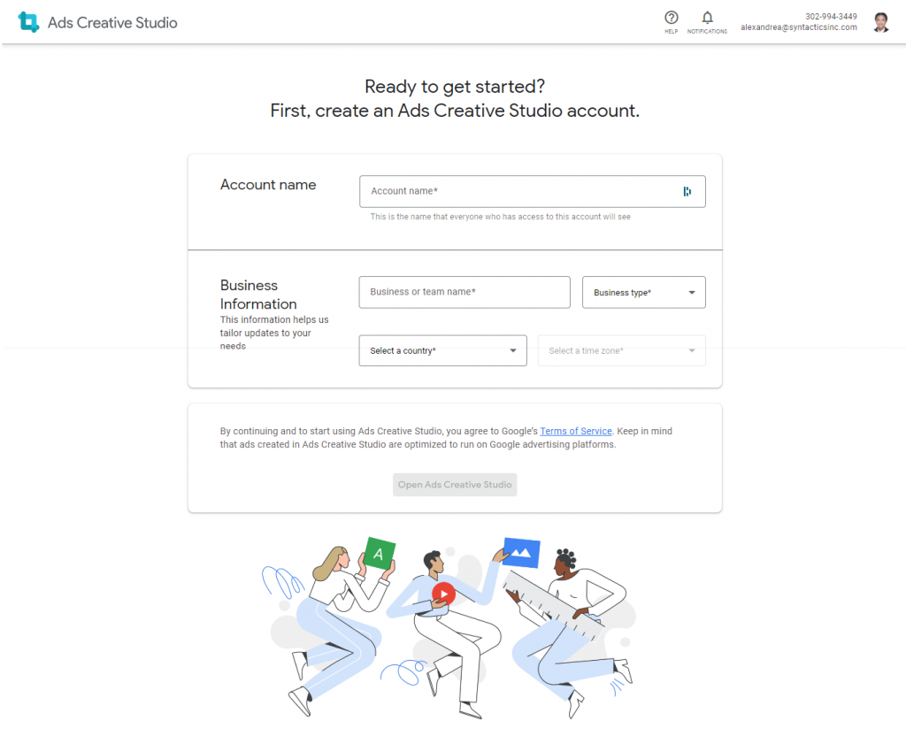 Signup Form Google Ads Creative Studio