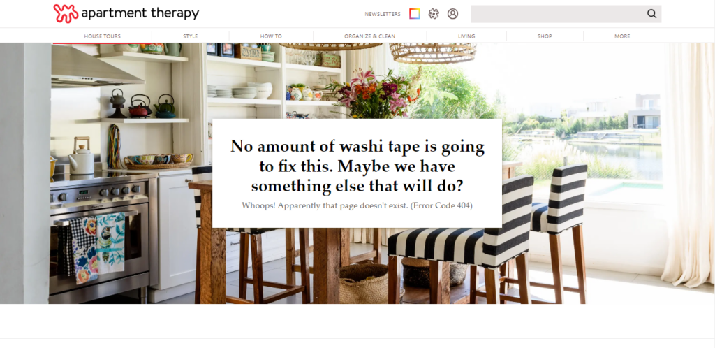 custom 404 error page, Apartment Therapy 404 Page
