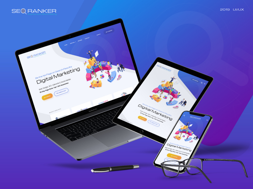 seo ranker 2019 site, responsive design on desktop, tablet, and mobile
