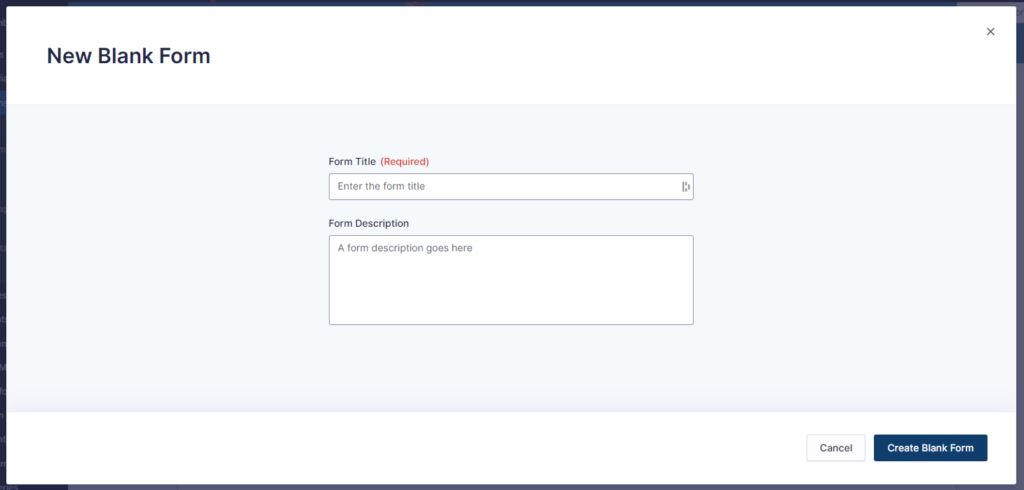 Step 2: Create a New Form with the Gravity Forms Plugin, give the form a name then click Create