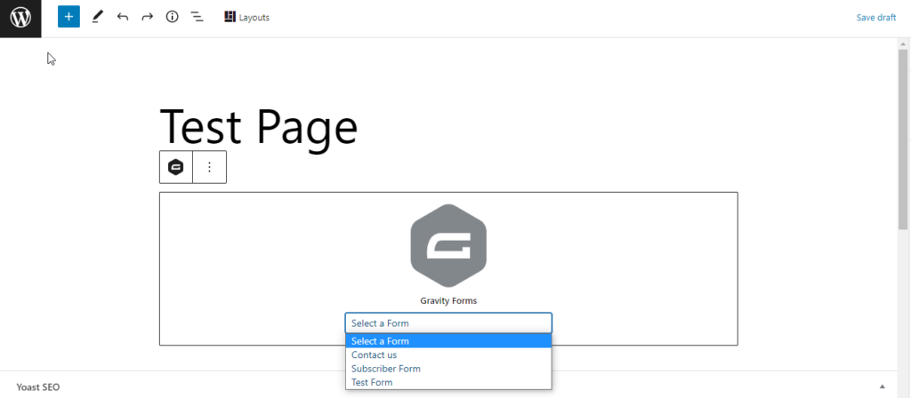 Step 5: Embed the Form on a WordPress Page, select it to add or insert it into the page