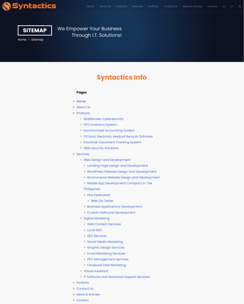 Syntactics Sitemap