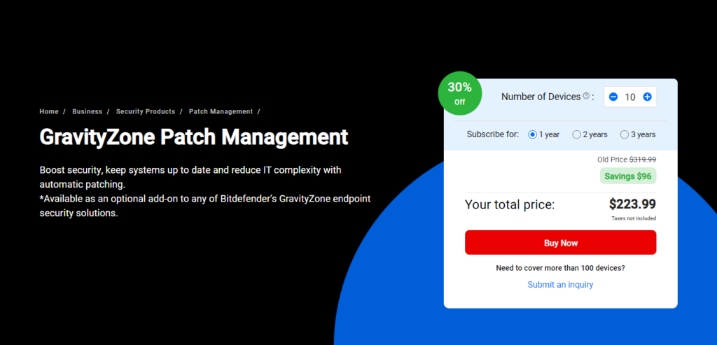 GravityZone Patch Management Landing Page