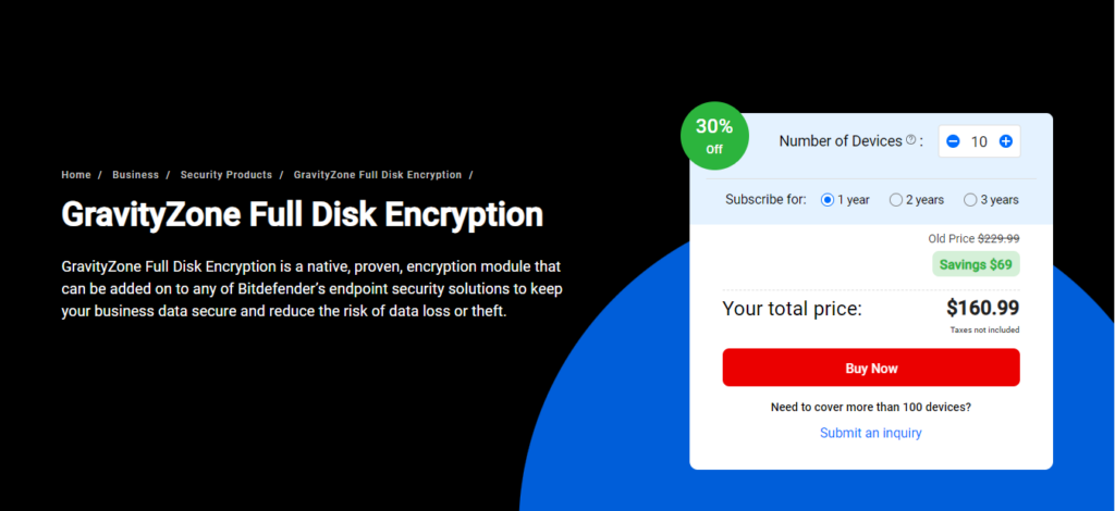 GravityZone Full Disk Encryption Landing Page