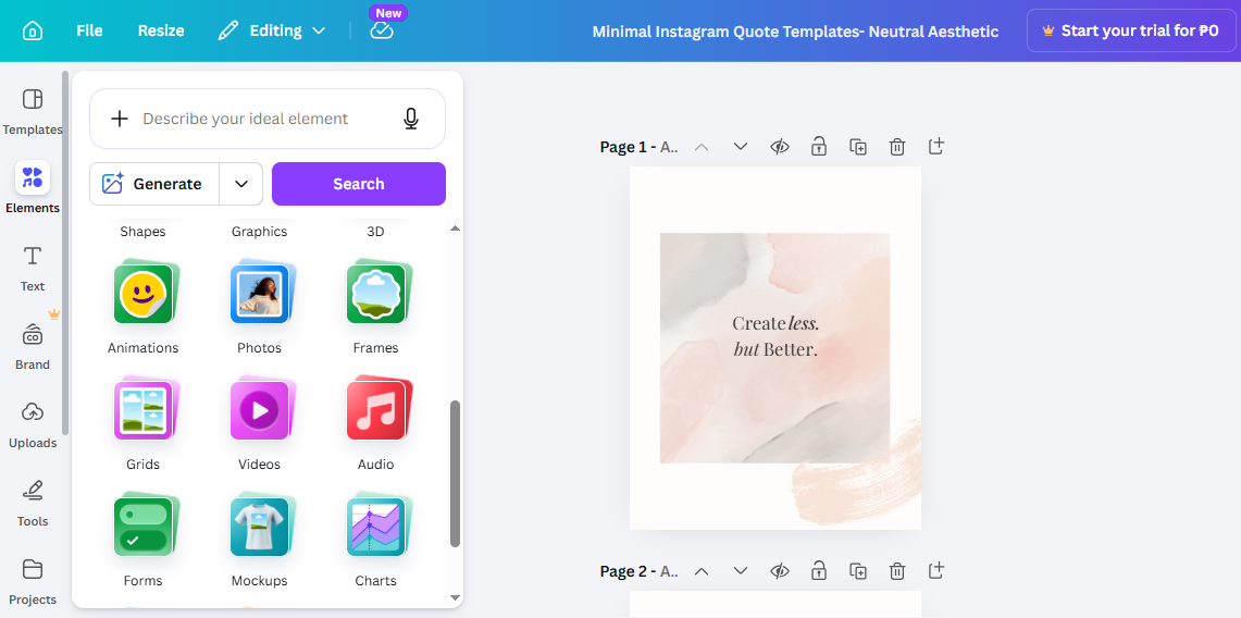 Customize The Elements