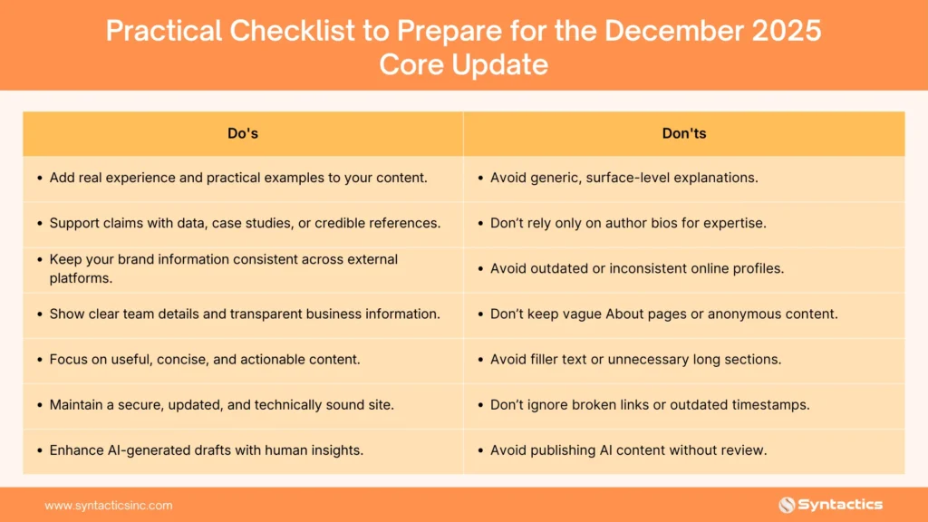 Practical Checklist For December 2025 Core Update
